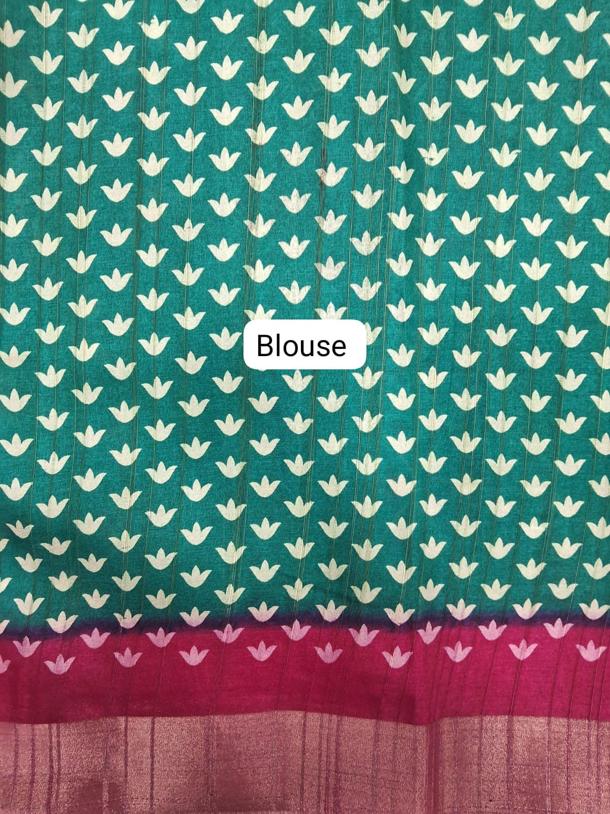 Teal Blue Semi Tussar Saree Blouse