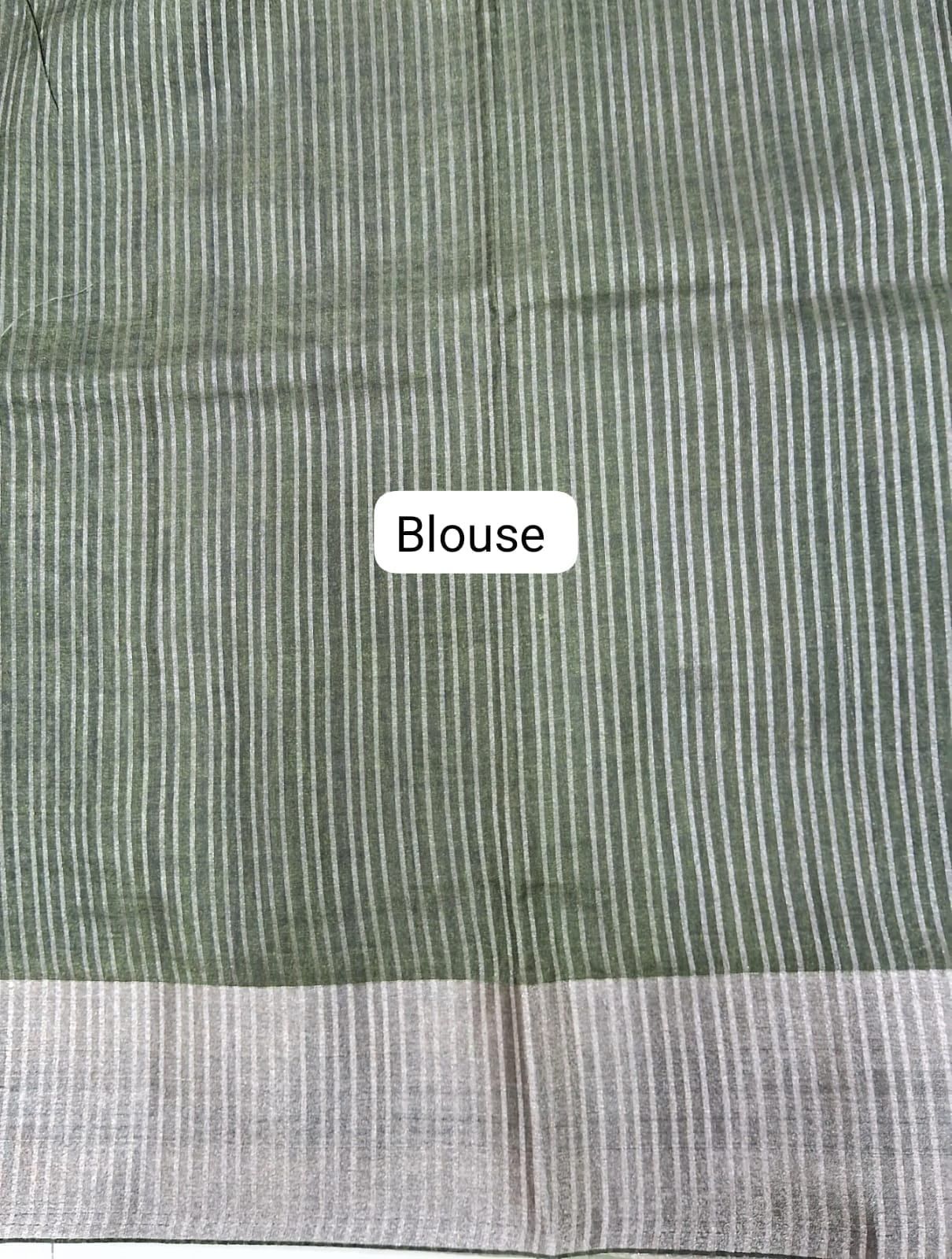 Olive Green Semi Tussar Saree Blouse