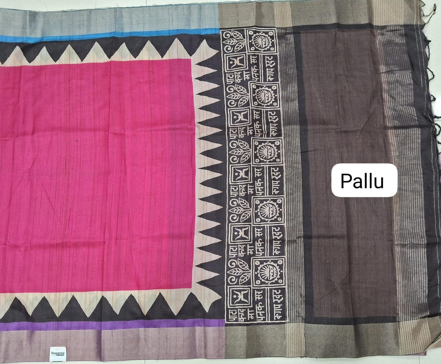 Fuchsia Pink Semi Tussar Saree Pallu