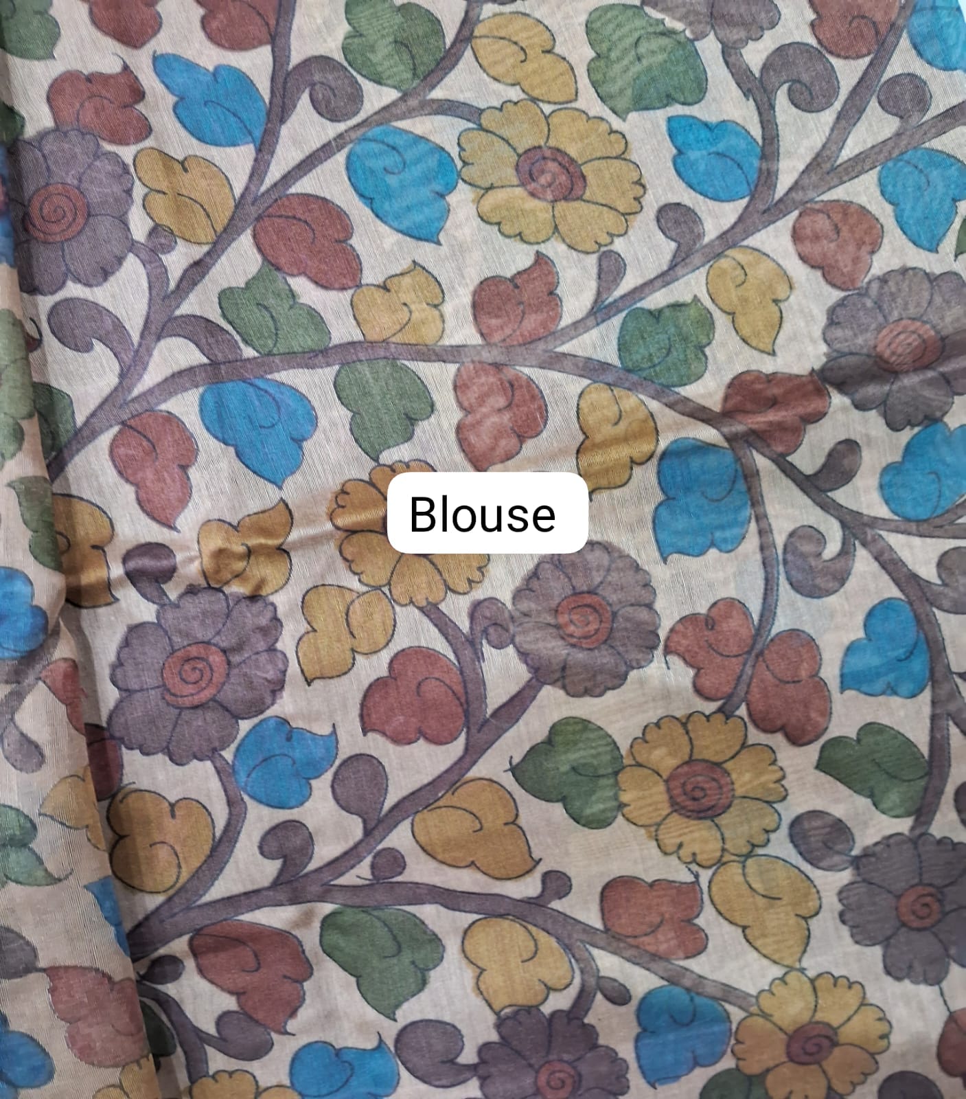 Tomato Red Semi Tussar Saree Blouse