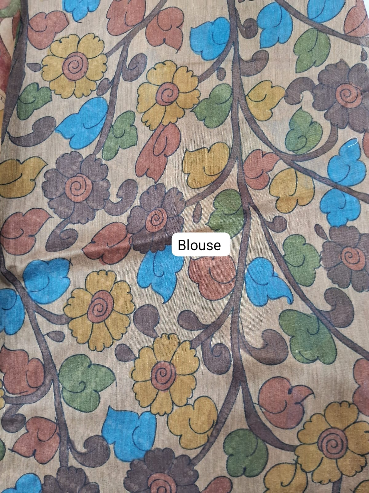 Dark Brown Semi Tussar Saree Blouse