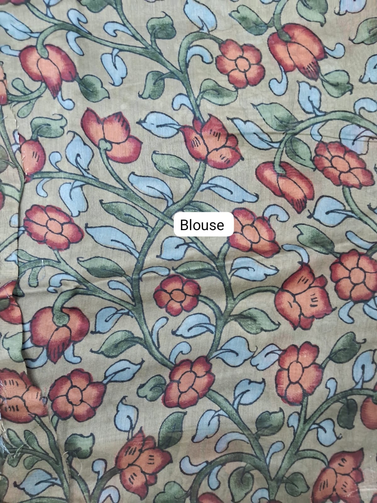 Light Blue Semi Tussar Saree Blouse