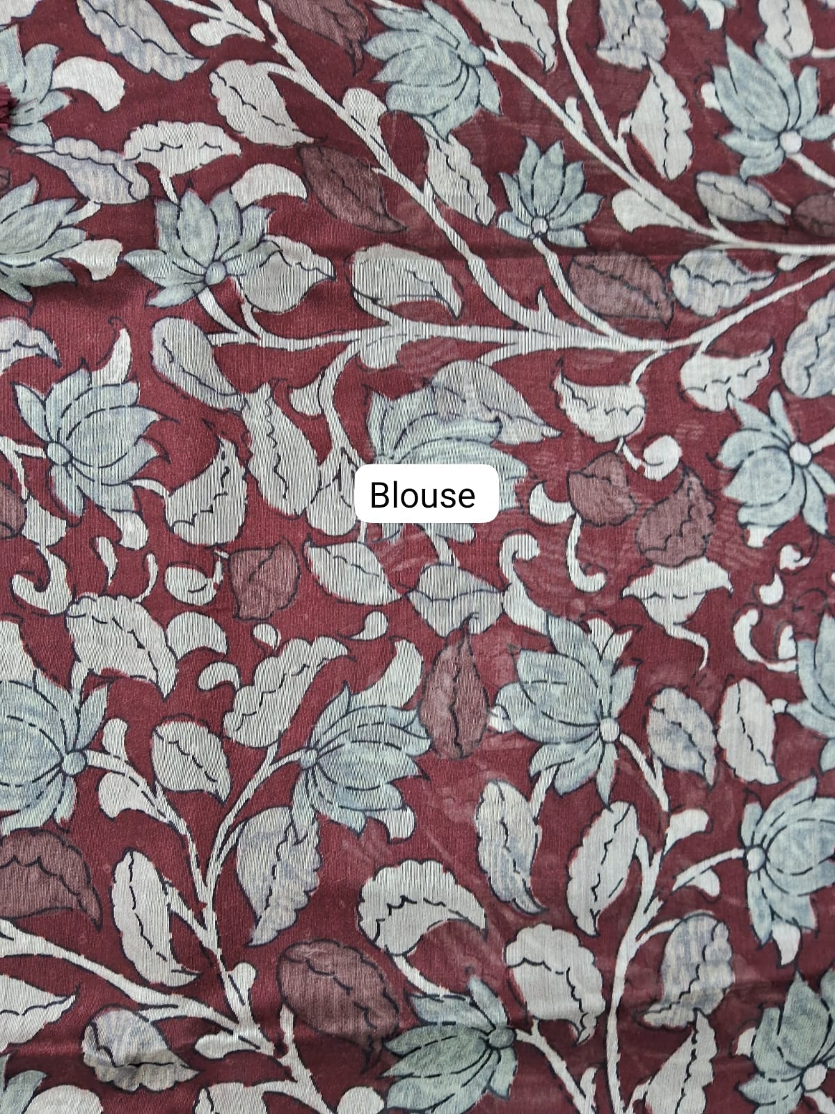 Red Semi Tussar Saree Blouse