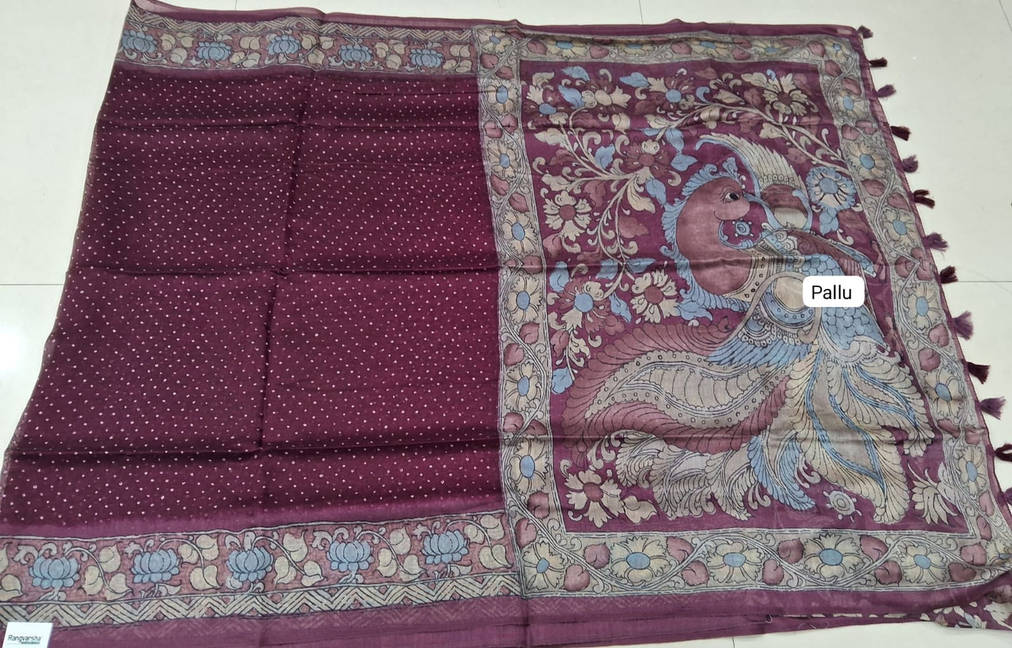 Wine Semi Tussar Saree