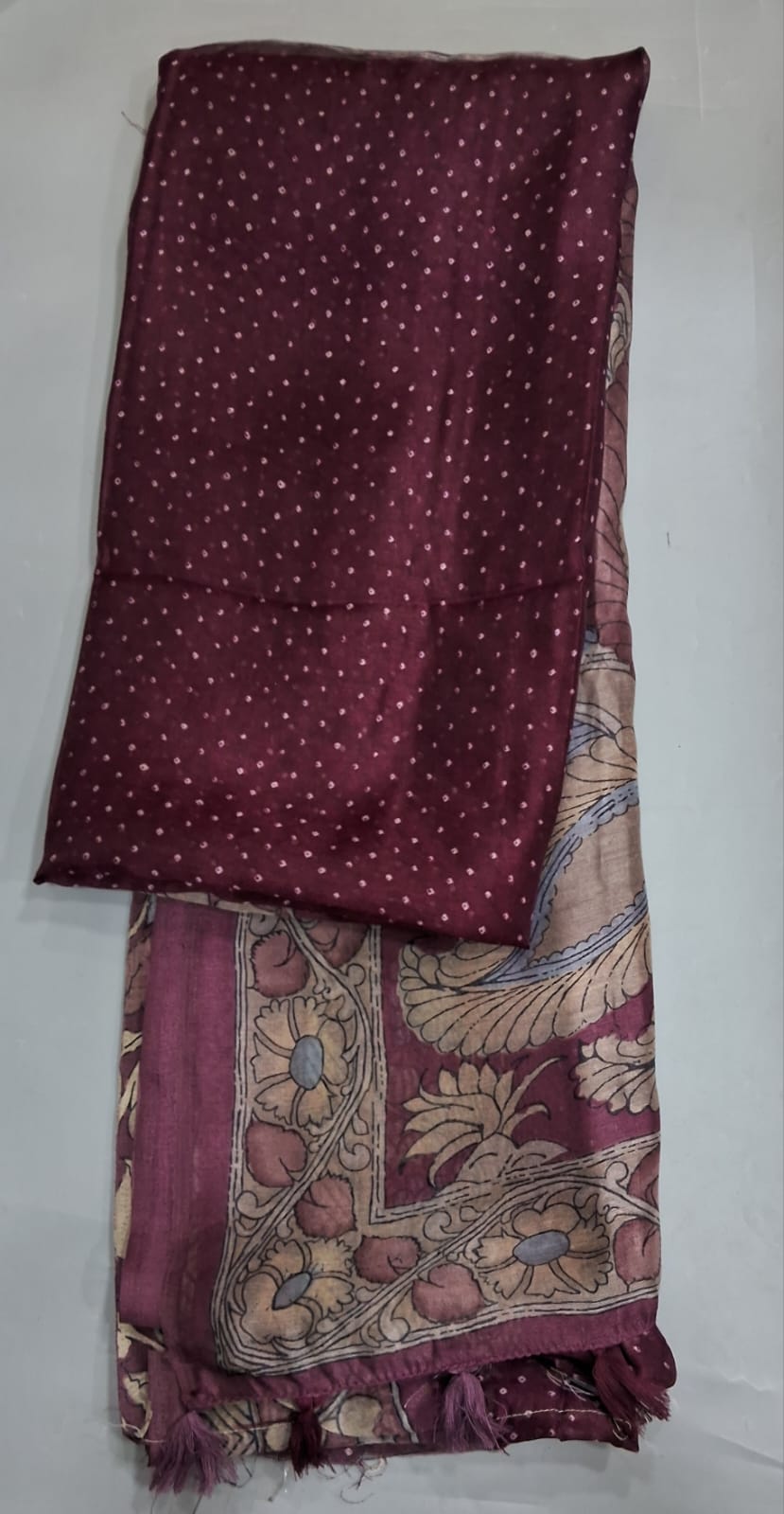 Wine Semi Tussar Saree