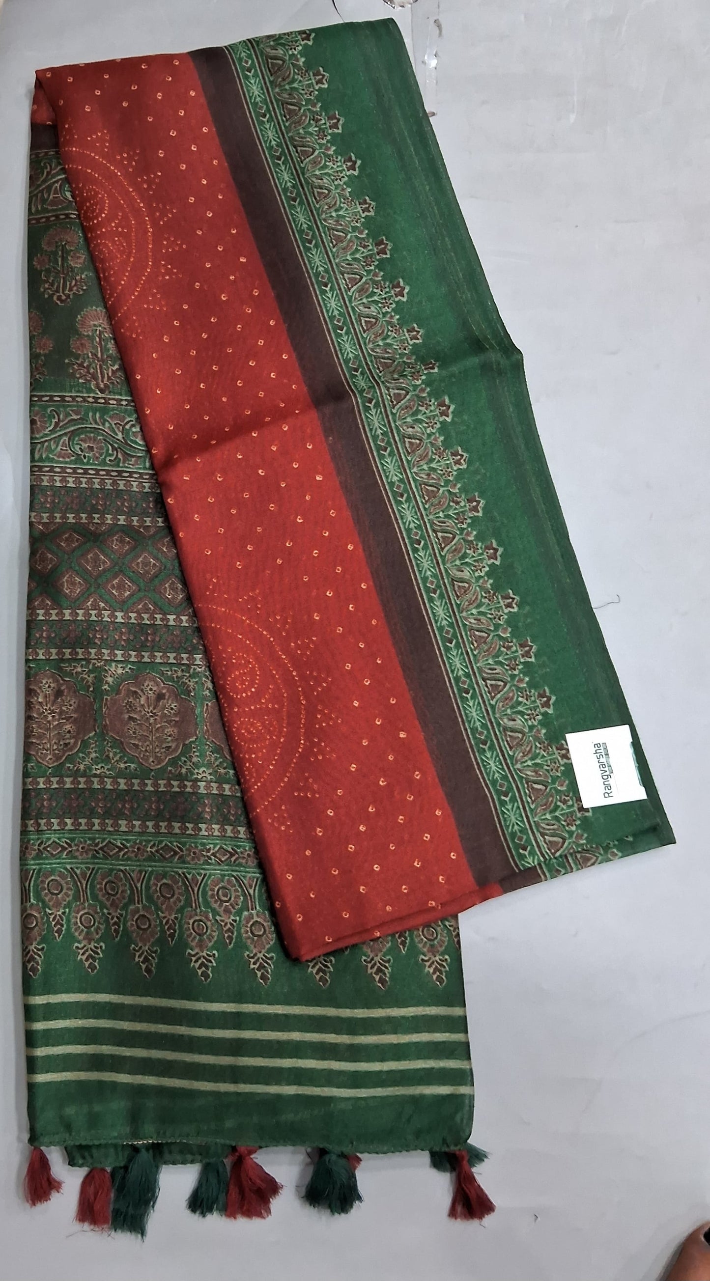 Red Semi Tussar Saree