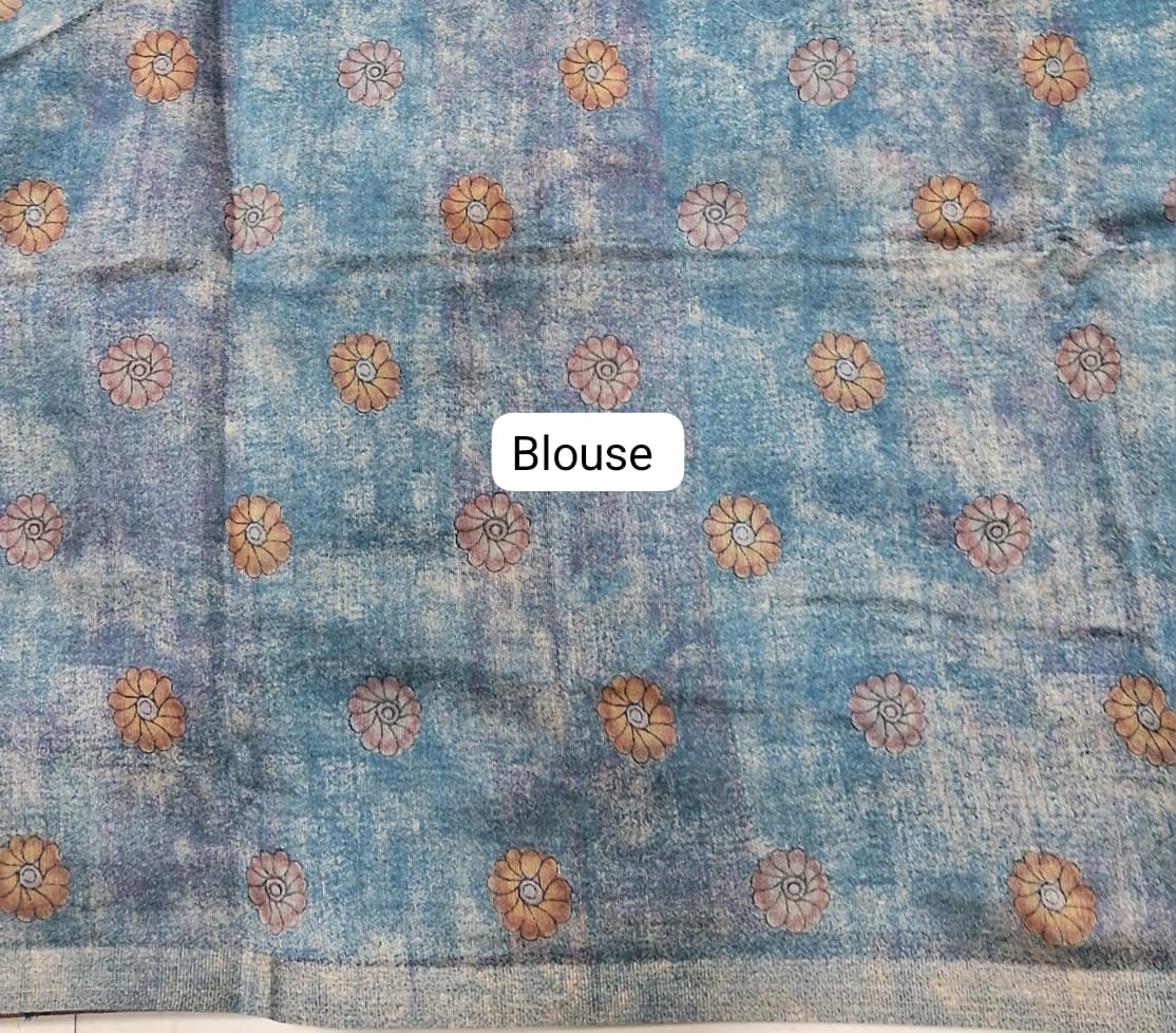 Brick Red Semi Tussar Saree blouse