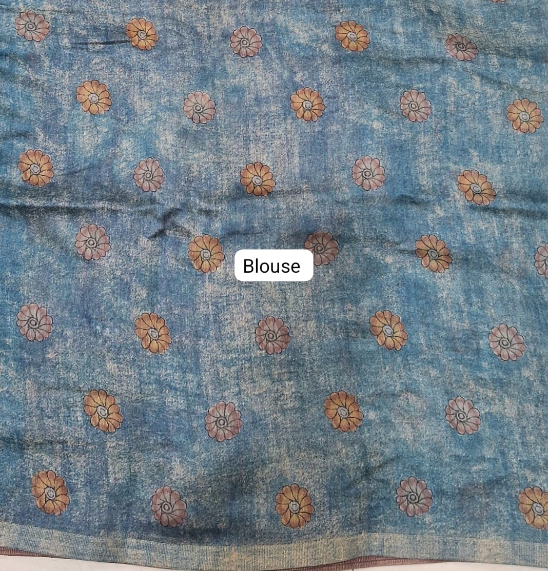 Walnut Brown Semi Tussar Saree blouse