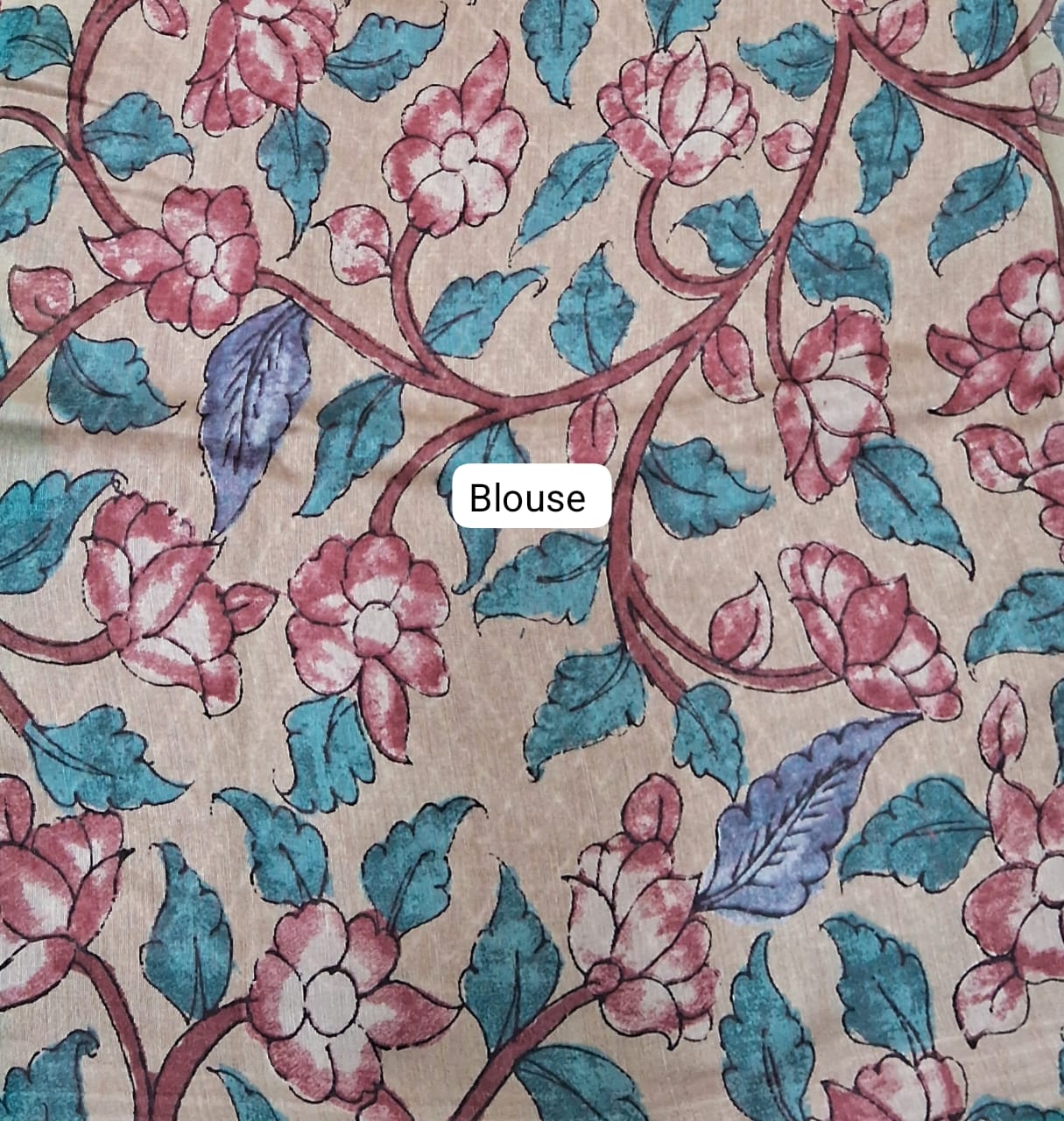 Red Semi Tussar Saree blouse