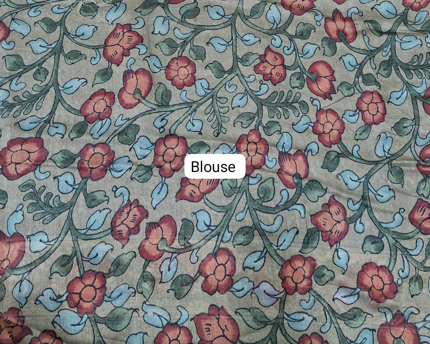 Soft Mint Blue Semi Tussar Saree blouse