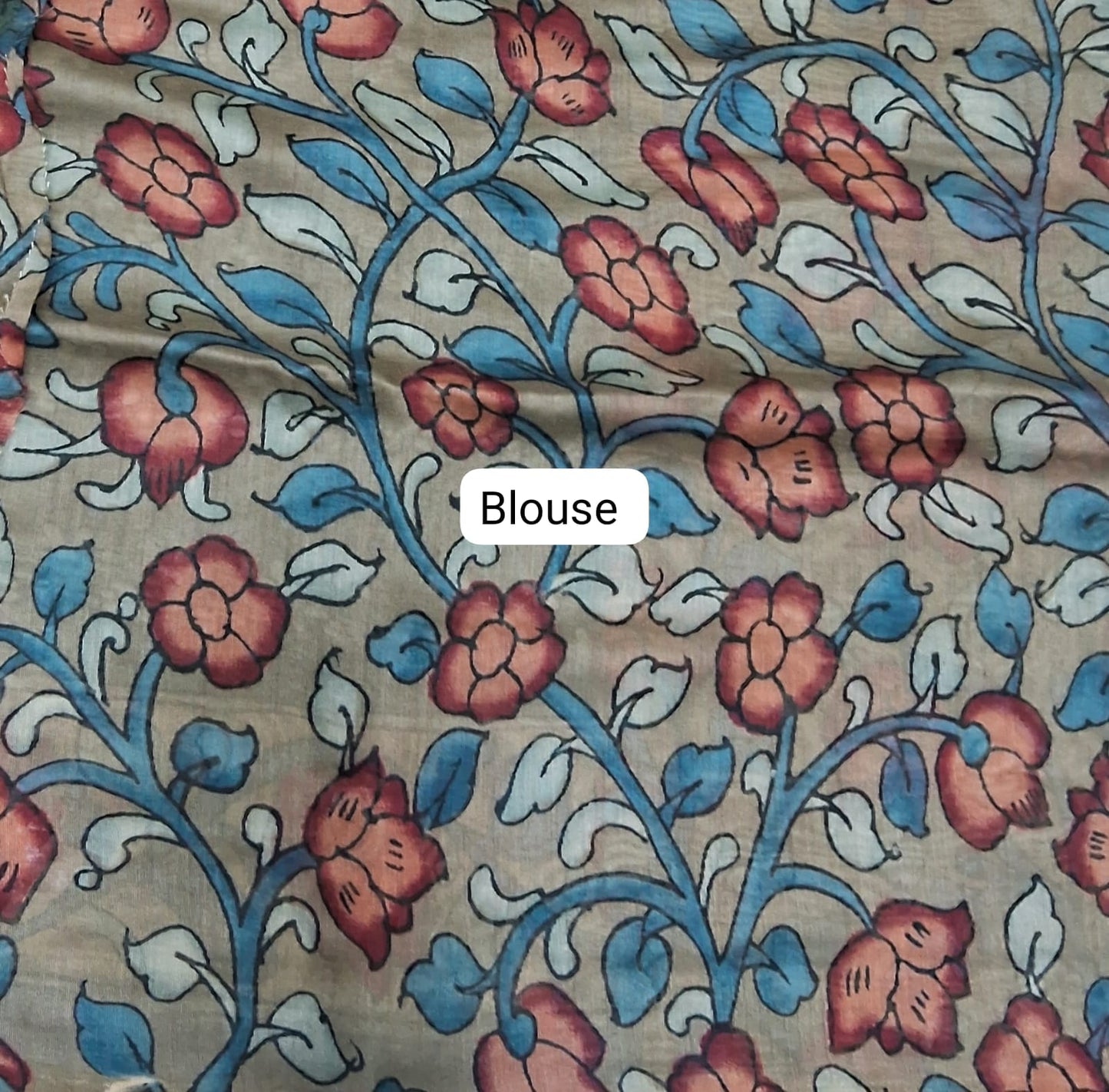 Light Green Semi Tussar Saree blouse