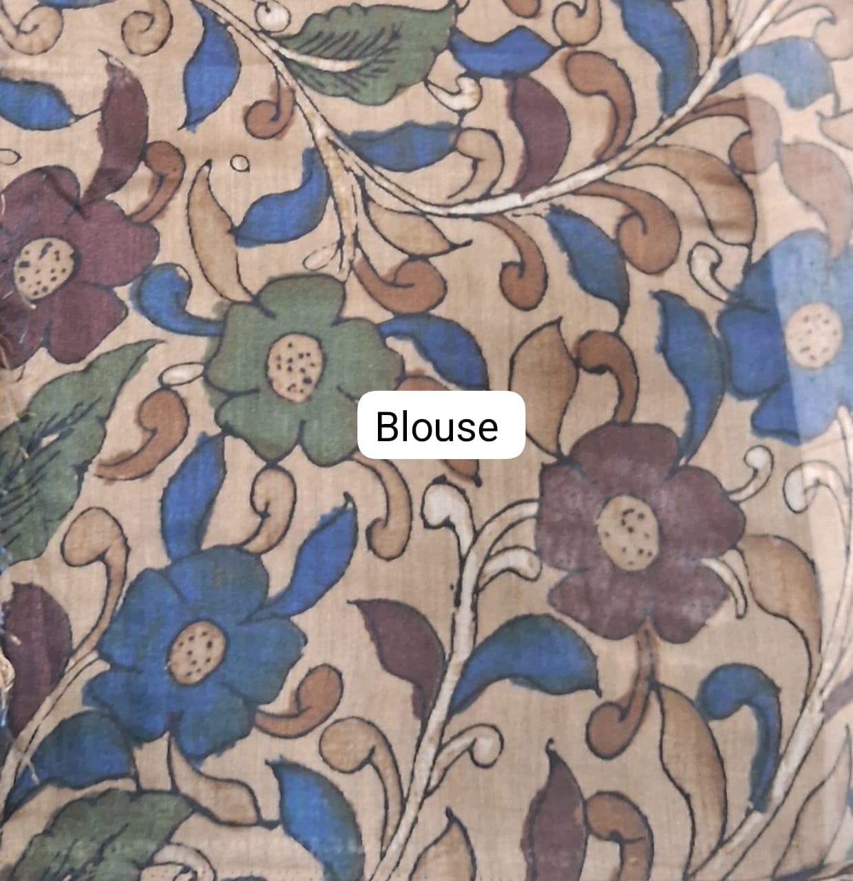 Dark Green Semi Tussar Saree blouse