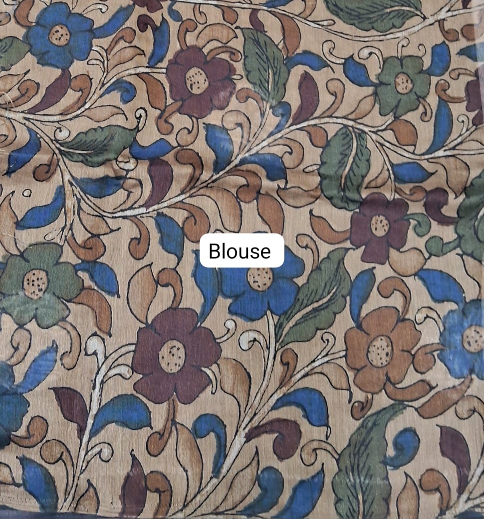 Dark Walnut Brown Semi Tussar Saree blouse