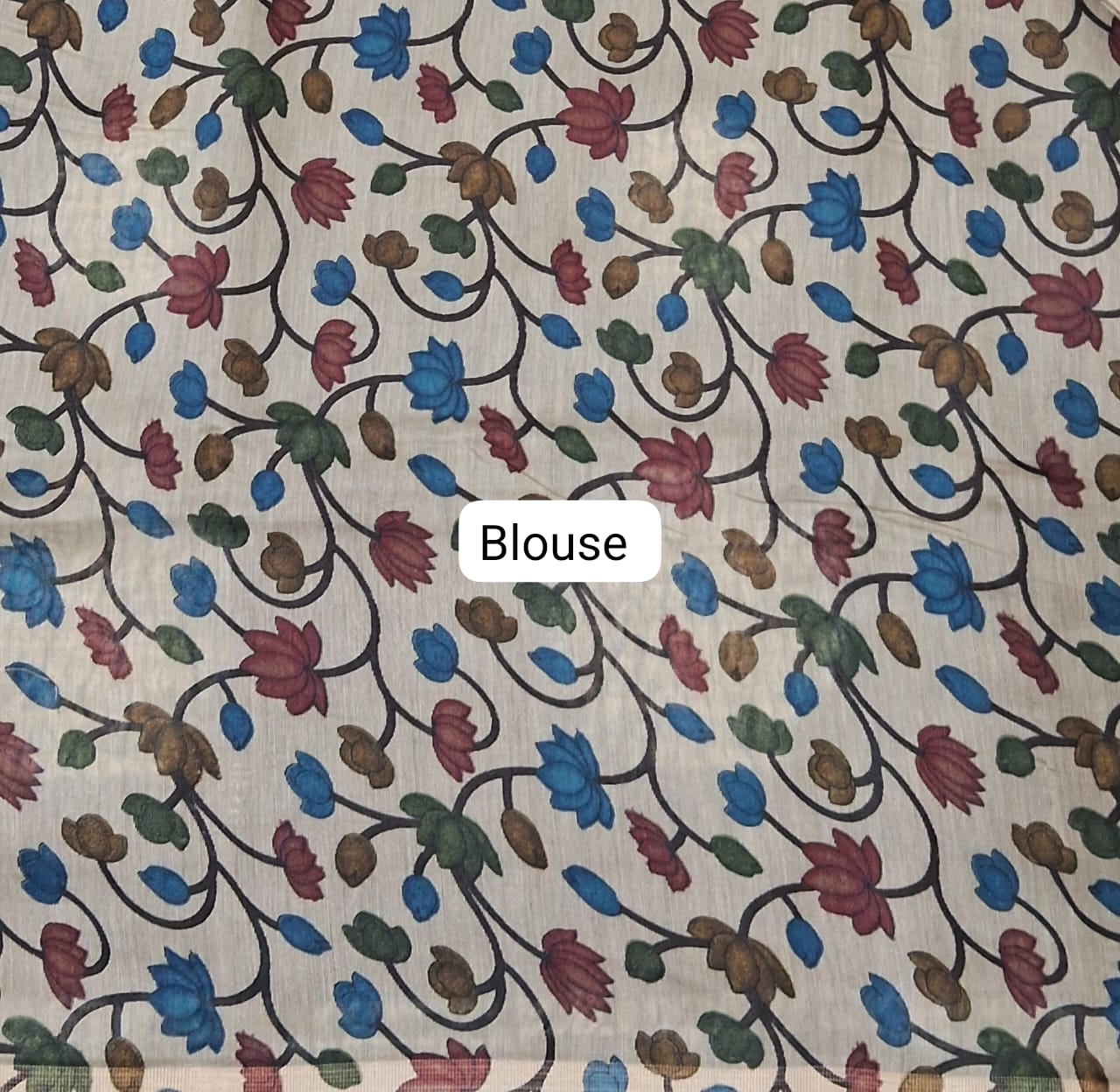 Elephant Grey Semi Tussar Saree blouse