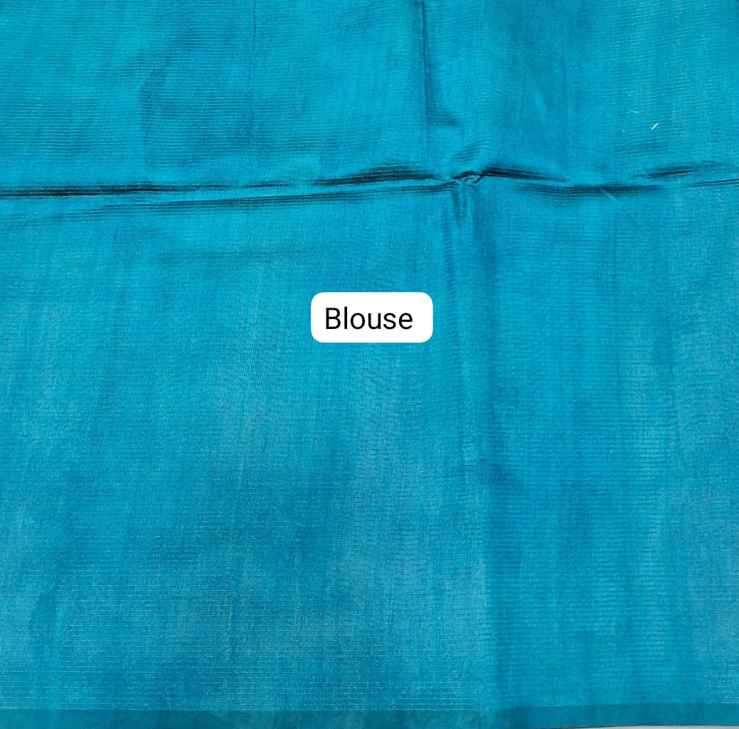 Green Semi Tussar Saree Blouse