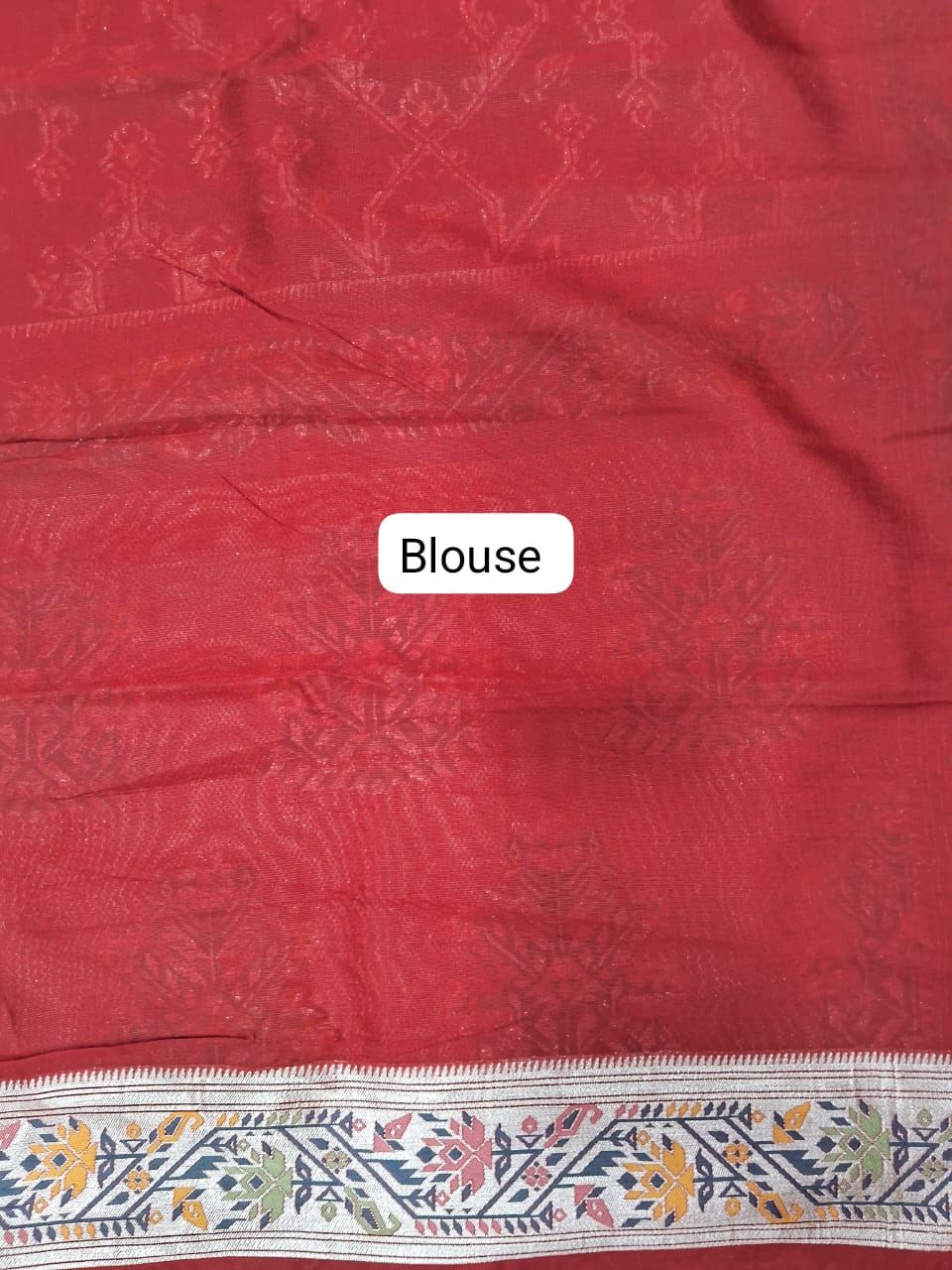 Tomato Red Tussar Georgette Saree Blouse
