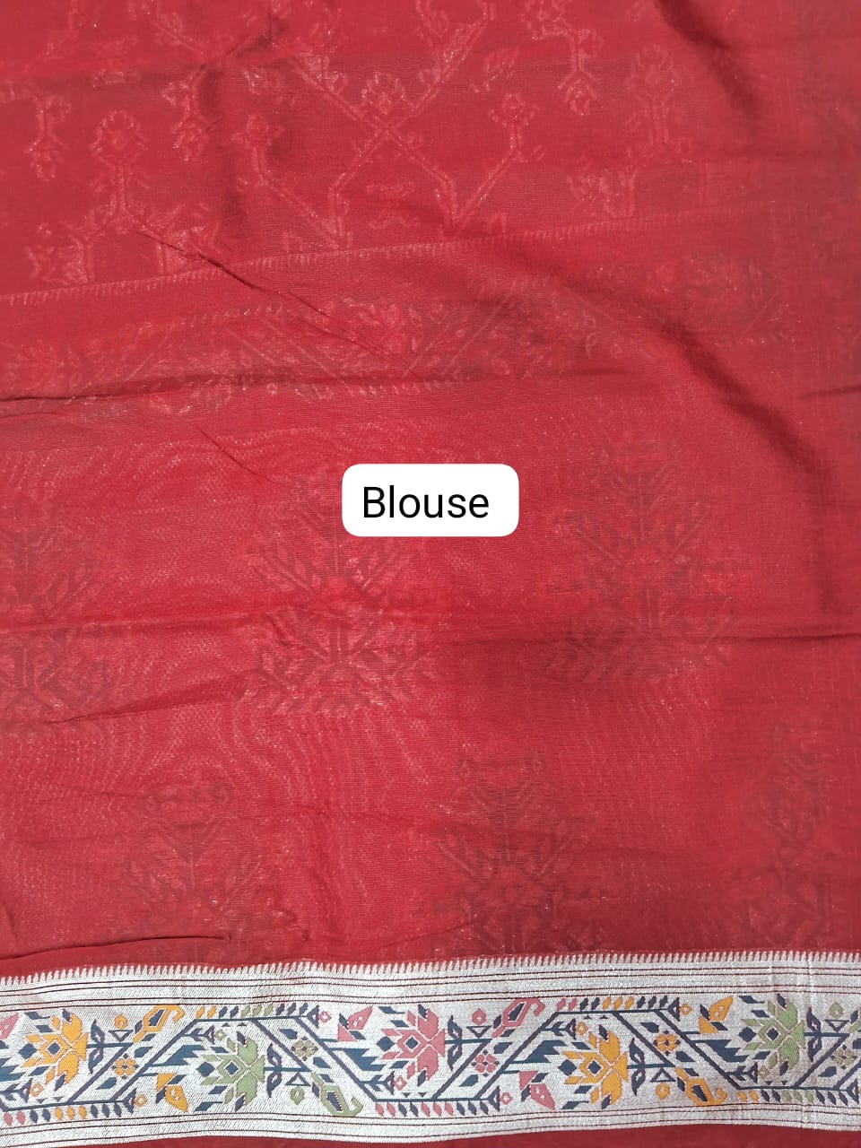 Tomato Red Tussar Georgette Saree blouse