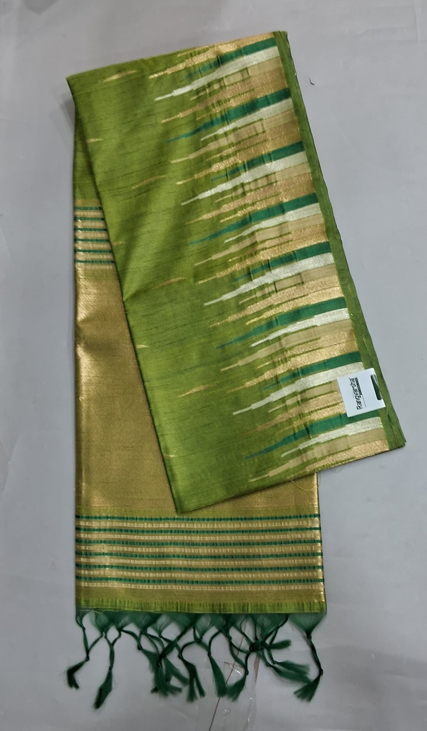 Leaf Green Woven Tussar Saree