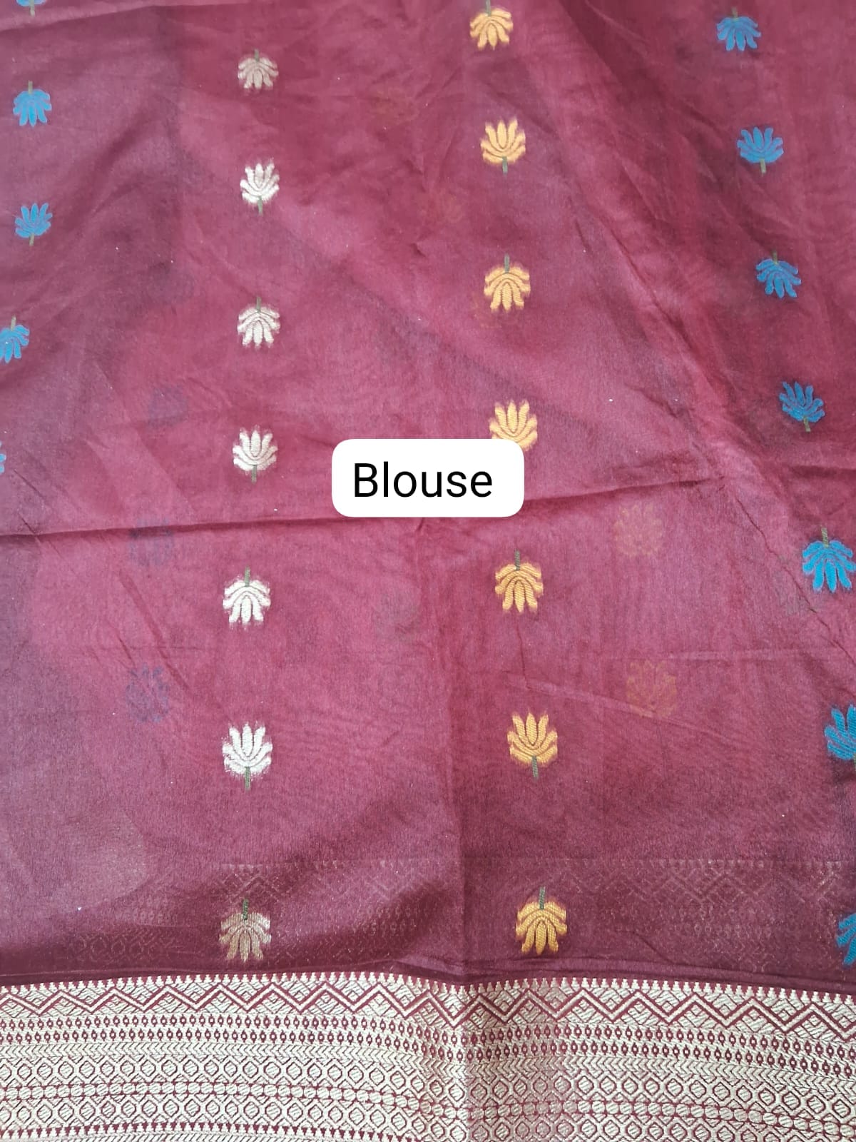 Reddish Pink Woven Tussar Saree Blouse