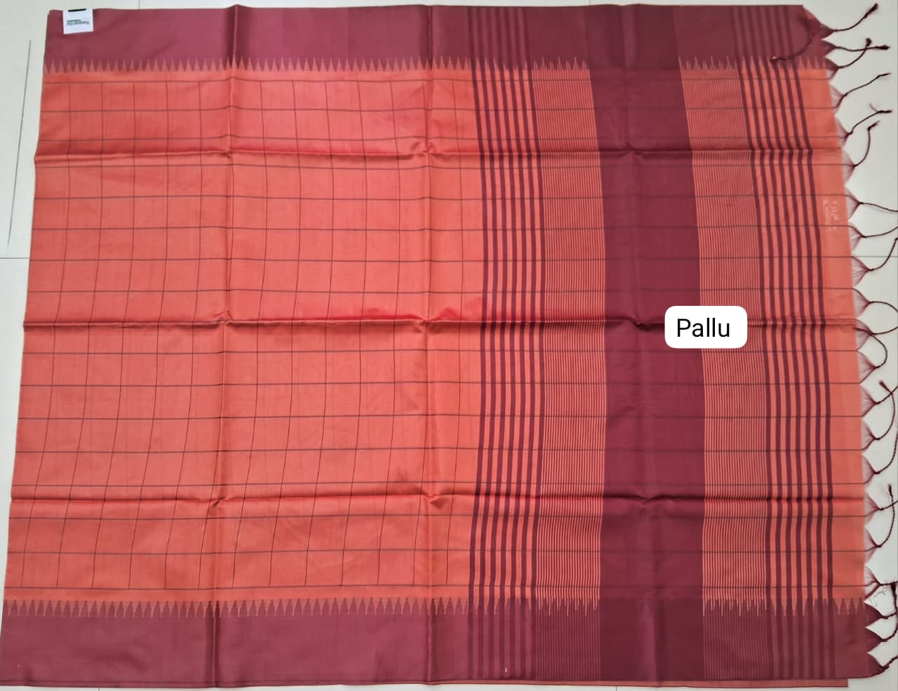 Light Orange Woven Tussar Saree pallu