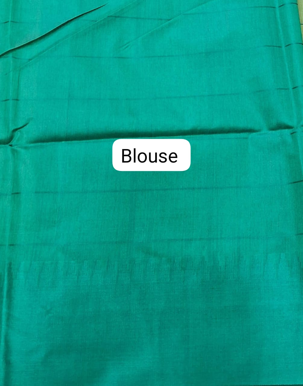 Bright Green Woven Tussar Saree blouse