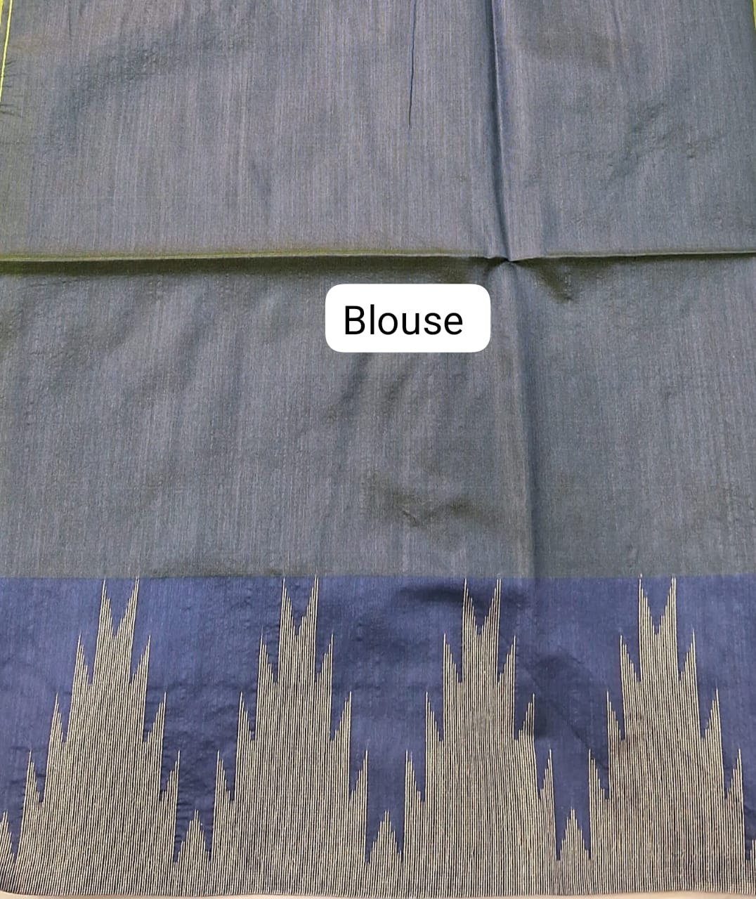 Leaf Green Woven Tussar Saree blouse