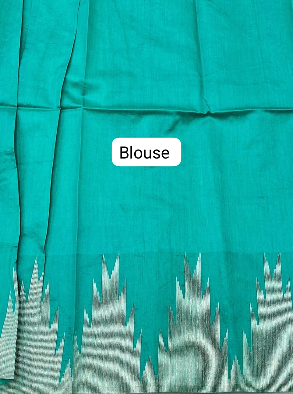 Aqua Blue Woven Tussar Saree blouse