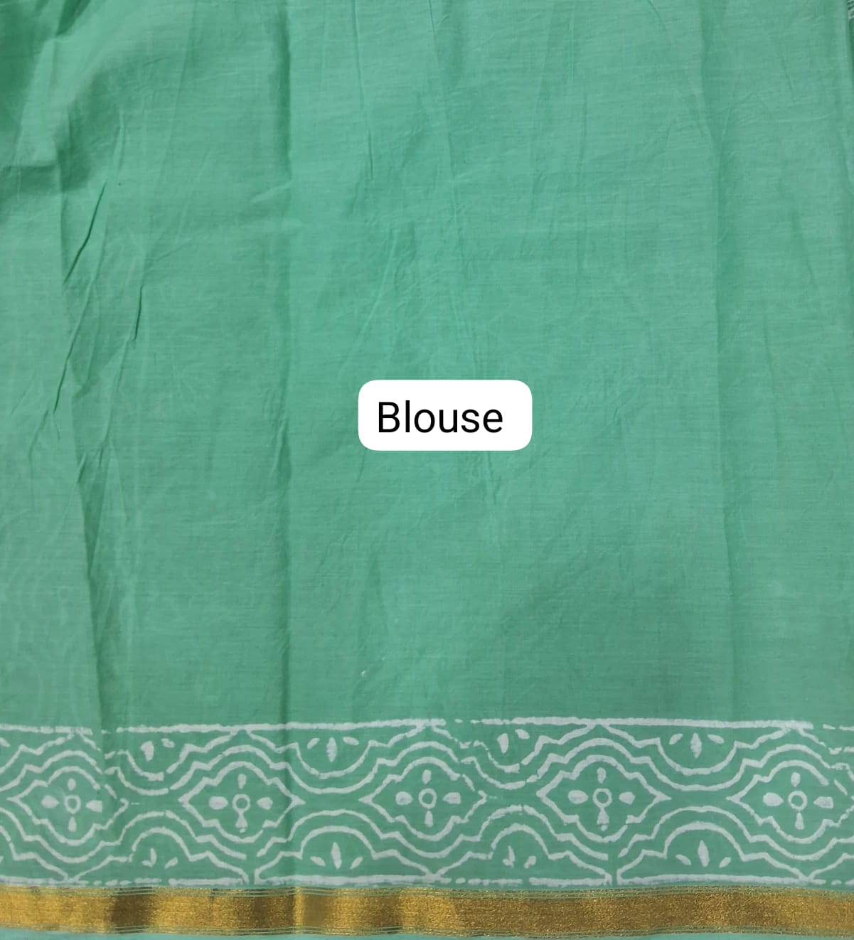 Mint Green Mulmul Zari Cotton Saree Blouse