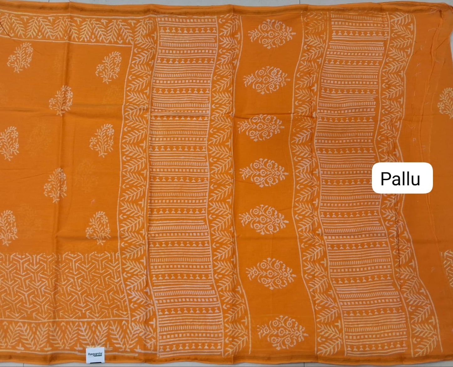 Mango Yellow Mulmul Zari Cotton Saree Pallu