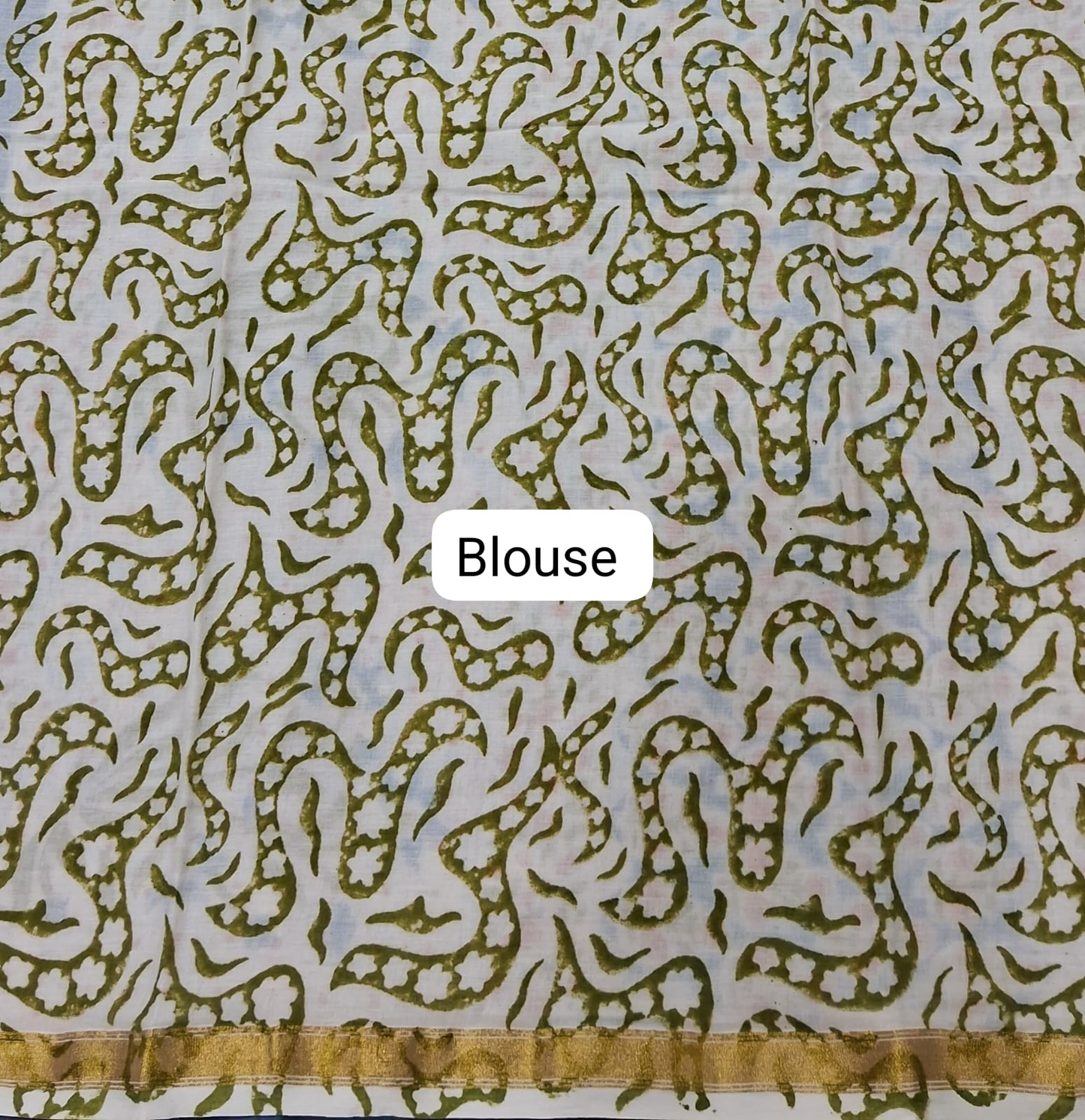 Caribbean Blue Mulmul Cotton Saree blouse