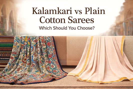 Difference between  Kalamkari Cotton Sarees and Plain Cotton Sarees