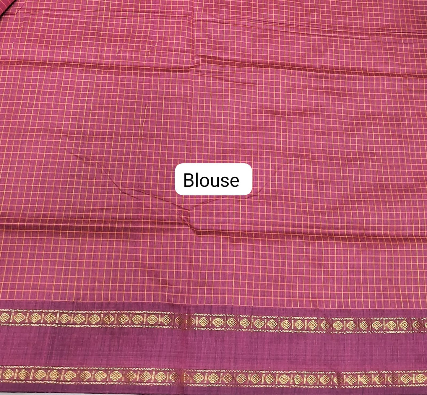 Peach Arani Cotton Saree blouse