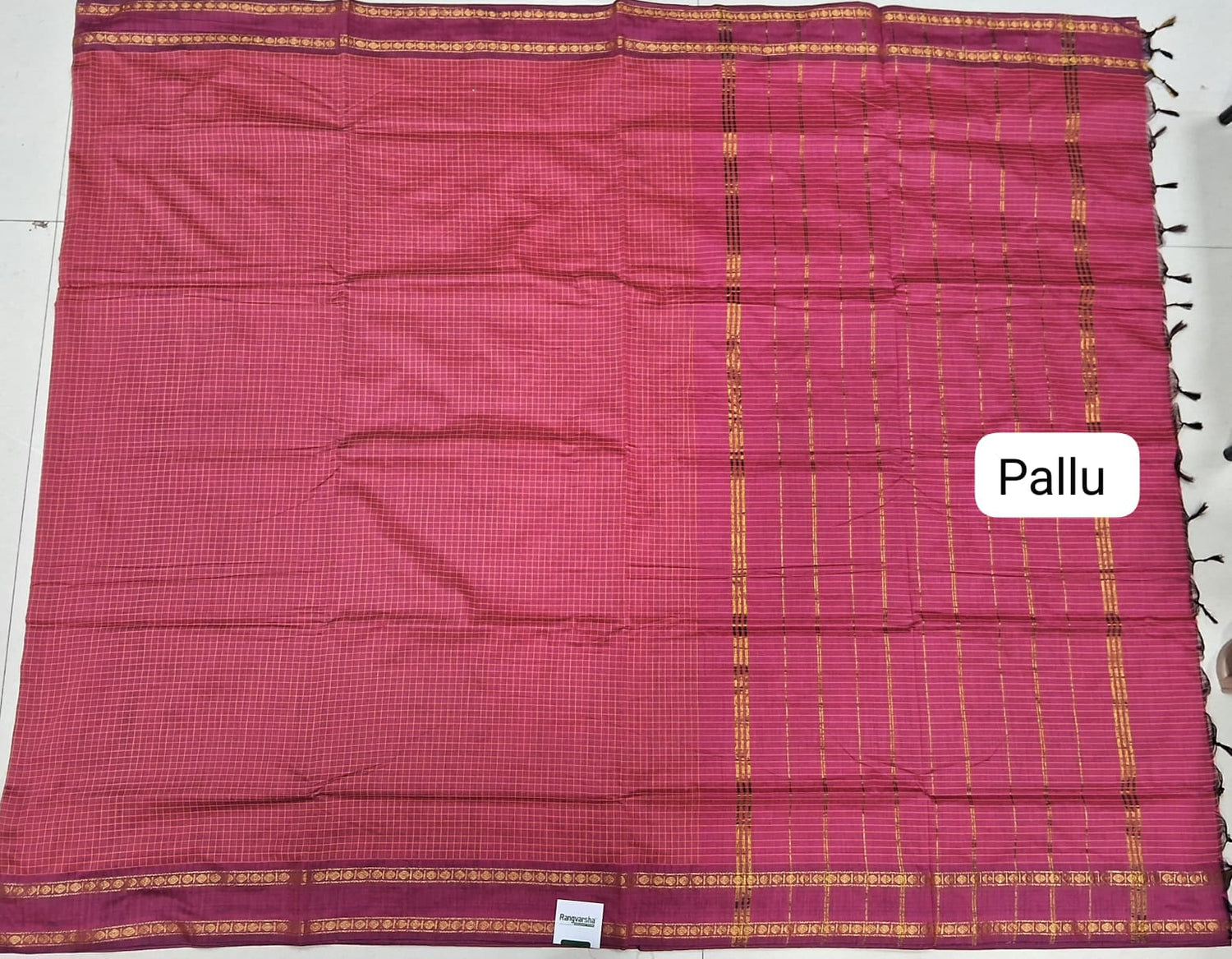 Peach Arani Cotton Saree pallu