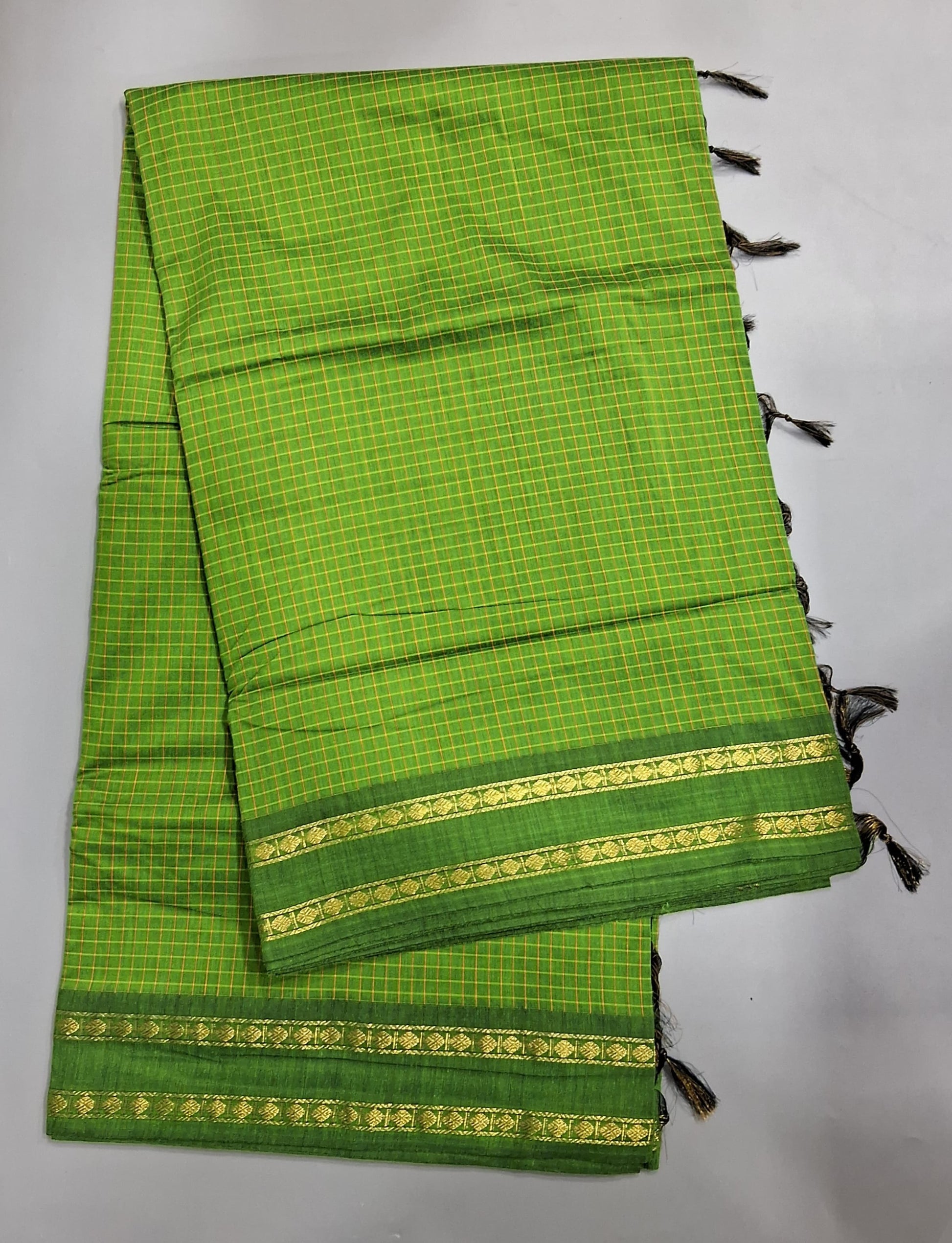 Bright Green Arani Cotton Saree