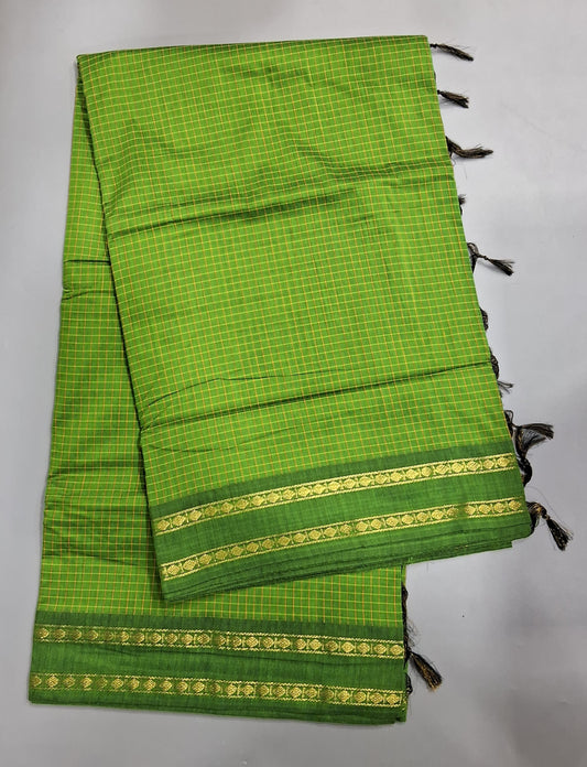 Bright Green Arani Cotton Saree