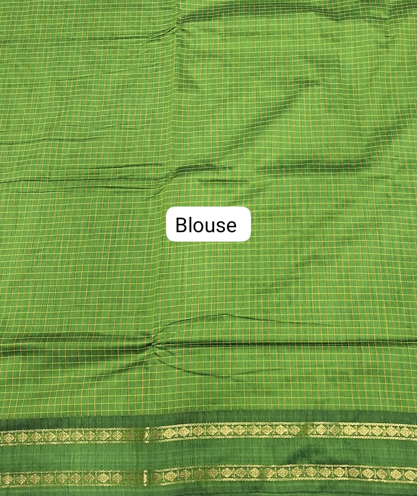 Bright Green Arani Cotton Saree Blouse