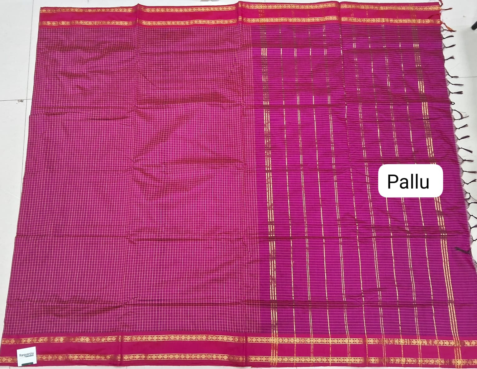 Pink Arani Cotton Saree pallu