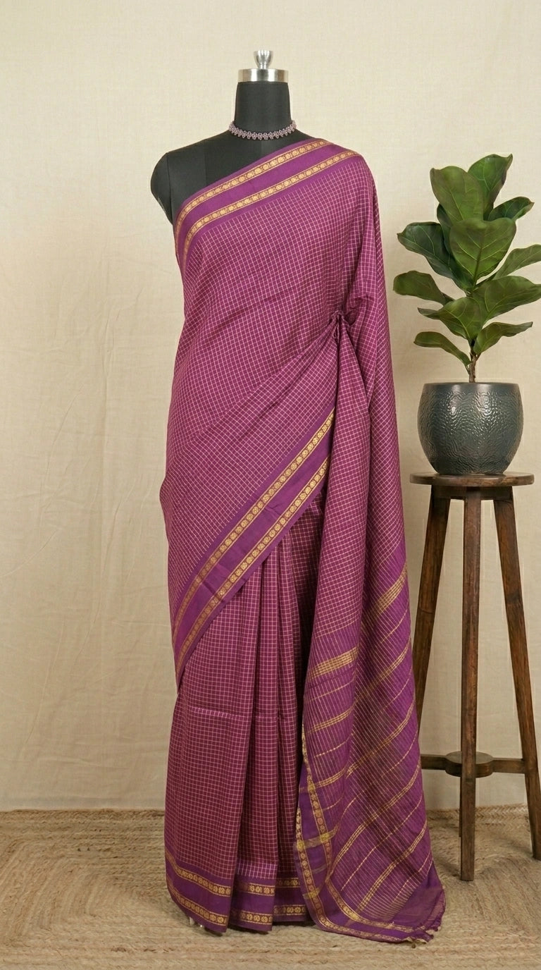 Graceful Pink Arani Cotton Saree 