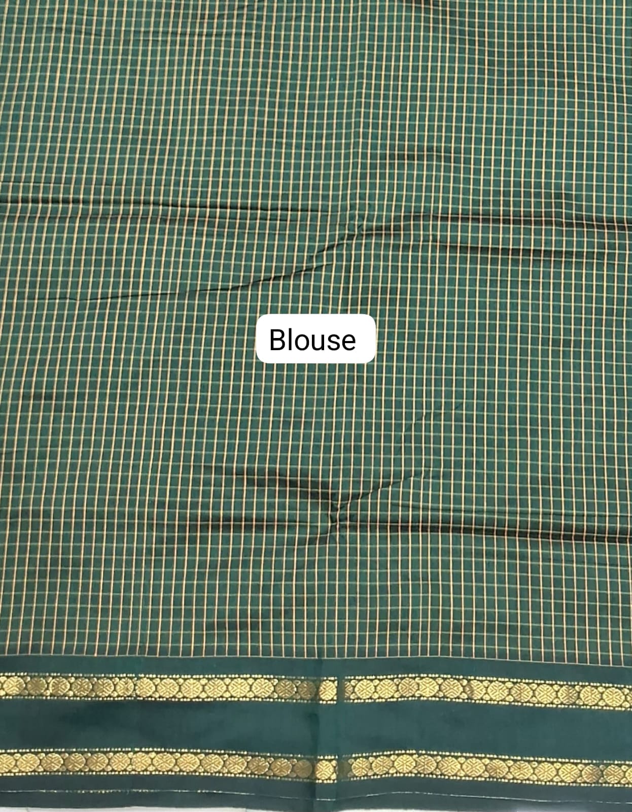 Bottle Green Arani Cotton Saree blouse