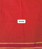 Fire Red Arani Cotton Saree blouse