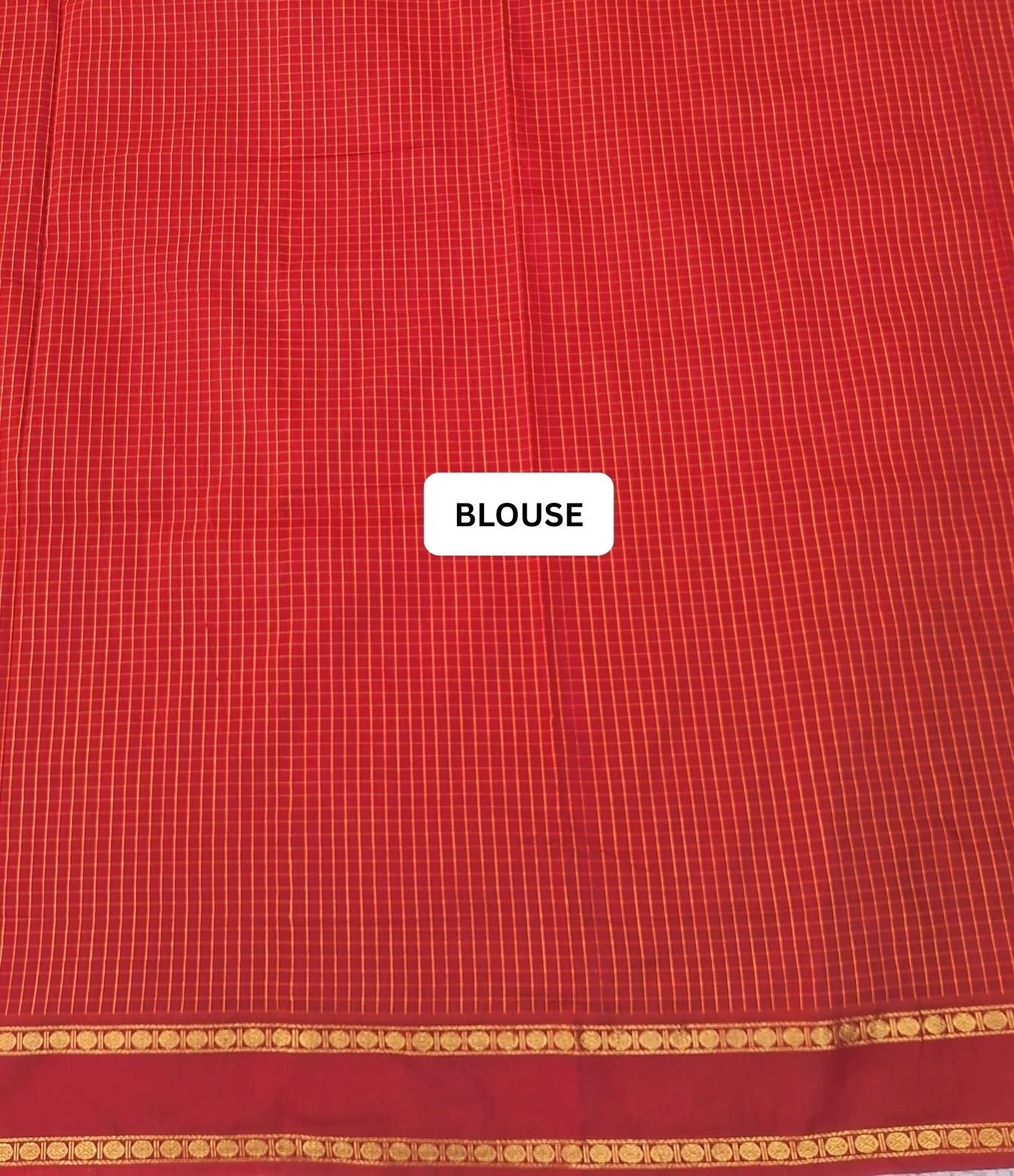 Fire Red Arani Cotton Saree blouse