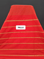 Fire Red Arani Cotton Saree pallu