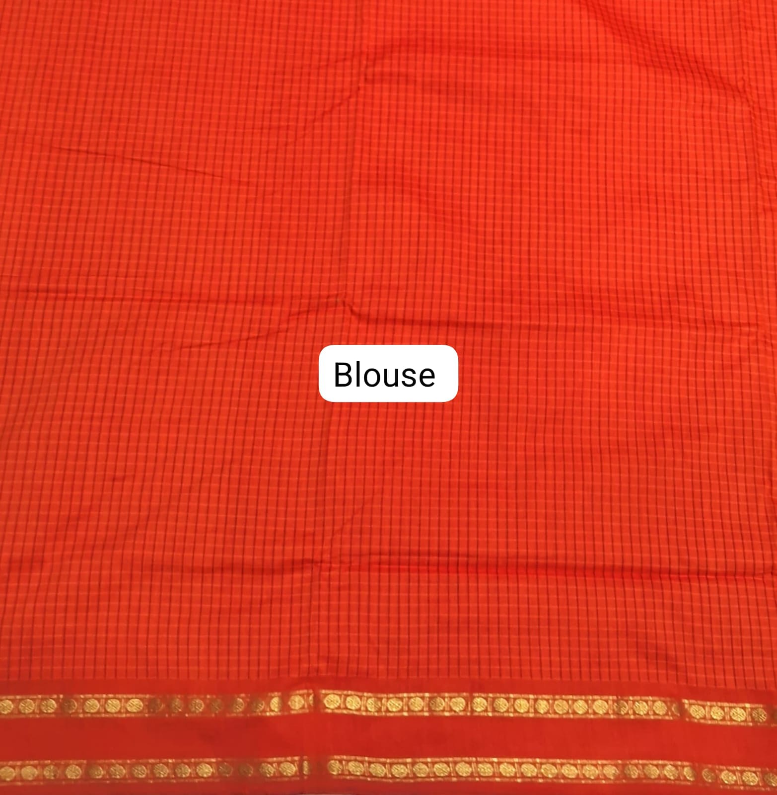 Dark Orange Arani Cotton Saree blouse