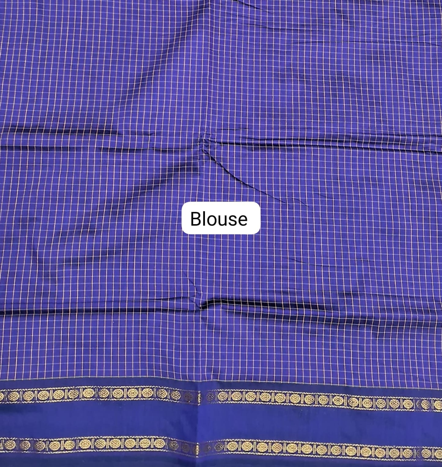 Navy Blue Arani Cotton Saree blouse