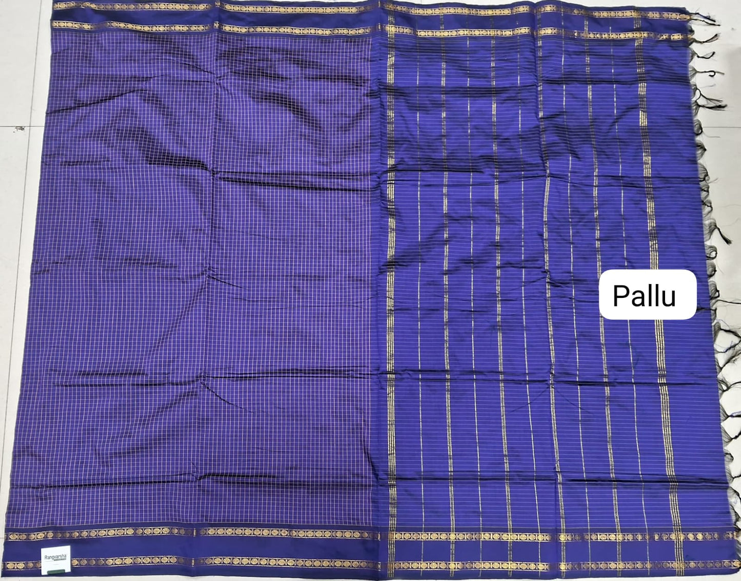 Navy Blue Arani Cotton Saree pallu