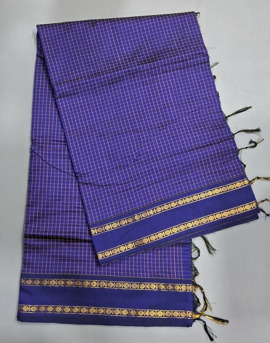 Navy Blue Arani Cotton Saree