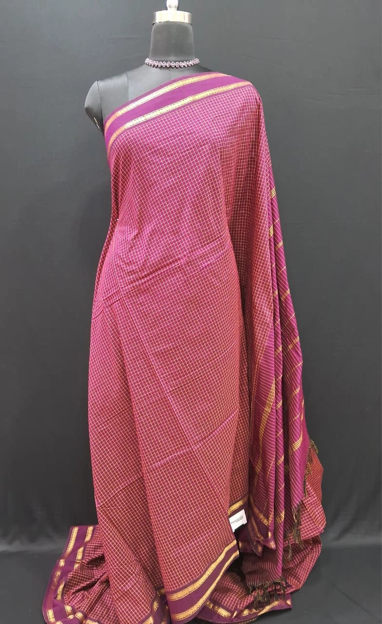 Wine Arani Cotton Saree