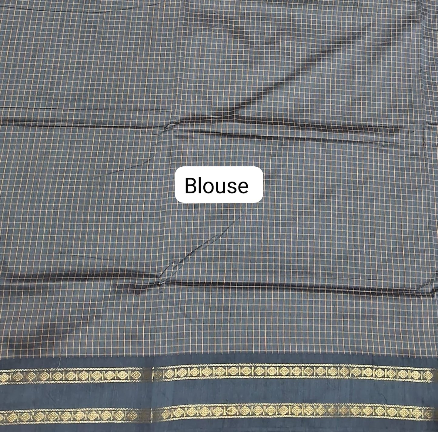 Earth Grey Arani Cotton Saree blouse