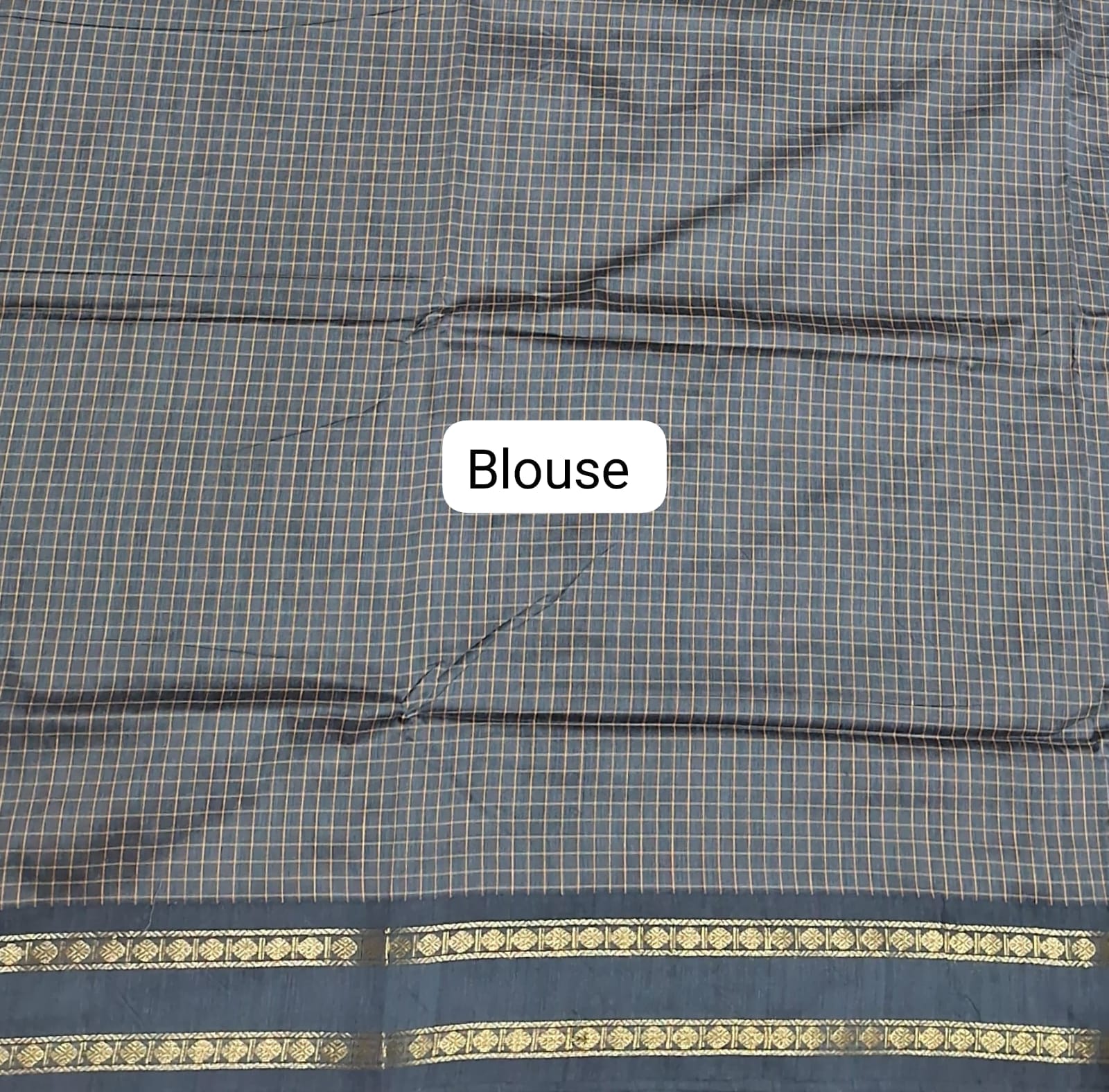 Earth Grey Arani Cotton Saree blouse