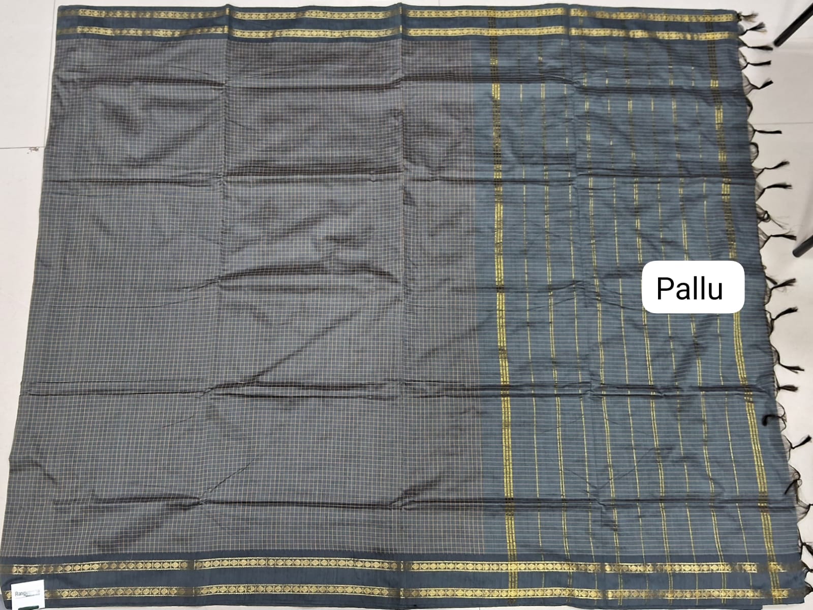 Earth Grey Arani Cotton Saree pallu